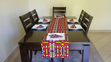 Load image into Gallery viewer, African print table runner with matching African print napkins (1 table runner, 6 napkins) Red