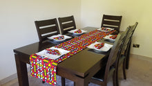 Load image into Gallery viewer, African Print Table Runner & Napkins Set: Samakaka, Red, Yellow, Black and White