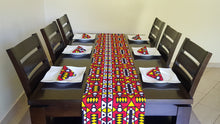 Load image into Gallery viewer, African Print Table Runner & Napkins Set: Samakaka, Red, Yellow, Black and White