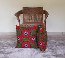 Load image into Gallery viewer, African Throw Pillow Cover: Green, Black, Red, Yellow