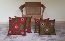 Load image into Gallery viewer, African Throw Pillow Cover: Green, Black, Red, Yellow