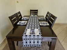 Load image into Gallery viewer, African Print Table Runner & Napkins Set: Black, White