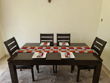Load image into Gallery viewer, African Print Table Runner & Napkins Set: Orange, Red, White, Black