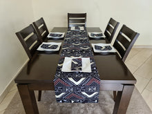 Load image into Gallery viewer, African Print Table Runner & Napkins Set: Black, White, Cream, Brown