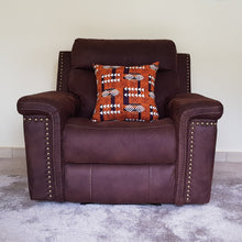 Load image into Gallery viewer, African Throw Pillow Cover: Orange Brown, Black and White