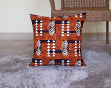 Load image into Gallery viewer, African Throw Pillow Cover: Orange Brown, Black and White