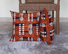 Load image into Gallery viewer, African Throw Pillow Cover: Orange Brown, Black and White