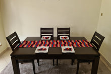 Load image into Gallery viewer, African Print Table Runner & Napkins Set: Green, Red, Black, Black, Orange, Blue, White