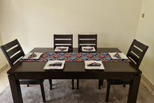 Load image into Gallery viewer, African Print Table Runner & Napkins Set: Black, White, Red, Blue, Brown