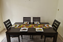 Load image into Gallery viewer, African Print Table Runner & Napkins Set: Yellow, Blue, White, Black, Orange, Yellow, Red
