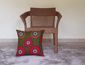 African Throw Pillow Cover: Green, Black, Red, Yellow