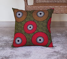 Load image into Gallery viewer, African Throw Pillow Cover: Green, Black, Red, Yellow
