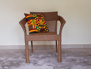 African Throw Pillow Cover: Yellow, Red, Green, Black