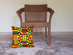 African Throw Pillow Cover: Yellow, Red, Green, Black