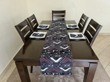 Load image into Gallery viewer, African Print Table Runner &amp; Napkins Set: Black, White, Cream, Brown
