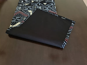African Print Table Runner & Napkins Set: Black, White, Cream, Brown