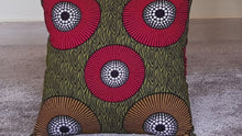 Load and play video in Gallery viewer, African Throw Pillow Cover: Green, Black, Red, Yellow
