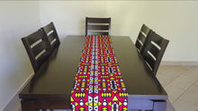 Load and play video in Gallery viewer, African Print Table Runner &amp; Napkins Set: Samakaka, Red, Yellow, Black and White
