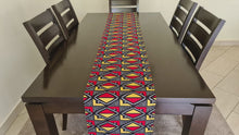 Load and play video in Gallery viewer, African Print Table Runner &amp; Napkins Set: Black, Red, Yellow, White
