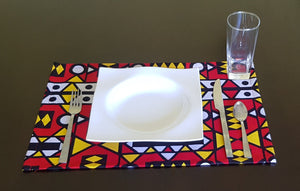 African Placemats Set of Two/Pair: Samakaka, Red