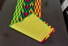 Load image into Gallery viewer, African Print Table Runner &amp; Napkins Set: Green, Yellow, Red, Black
