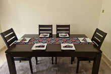 Load image into Gallery viewer, African Print Table Runner &amp; Napkins Set: Black, White, Red, Blue, Brown
