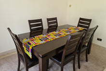 Load image into Gallery viewer, African Print Table Runner &amp; Napkins Set: Yellow, Blue, White, Black, Orange, Yellow, Red
