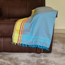 Load image into Gallery viewer, African Kikoi in blue orange by Magnificent Interiors Limited
